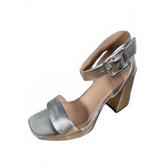 27 EDIT Naturalizer Jaselle Metallic Leather Ankle Strap Platform Sandals - 8.5 - Picture 1 of 9